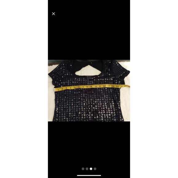 WHBM Navy blue sequined open back top small - Picture 3 of 4